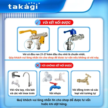 Bộ vòi tưới cây Takagi Nhật Bản 4 chế độ phun, chống xoắn – Giá 1,07 triệu