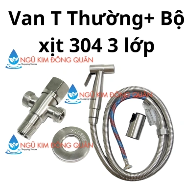 Bộ Vòi Xịt Vệ Sinh Inox 304 - Tương Thích mọi ren, Van F, Giảm 20% chỉ 80.250₫ 9