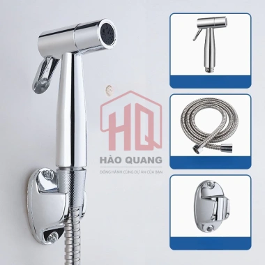 Bộ vòi xịt vệ sinh mạ crom cao cấp kèm dây dẫn & đế cài – Dùng cho bồn cầu toilet 4