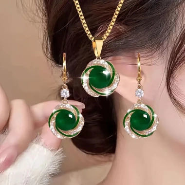 Bộ vòng cổ & bông tai ngọc trai hợp kim - Trang sức nữ hàng ngày, giá 42.900₫