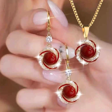 Bộ vòng cổ & bông tai ngọc trai hợp kim - Trang sức nữ hàng ngày, giá 42.900₫