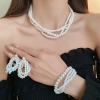 Bộ vòng tay và dây chuyền ngọc trai nhiều lớp phong cách Pháp Retro thanh lịch cho nữ, giá ưu đãi 113.740₫
