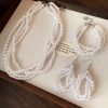 Bộ vòng tay và dây chuyền ngọc trai nhiều lớp phong cách Pháp Retro thanh lịch cho nữ, giá ưu đãi 113.740₫ 3