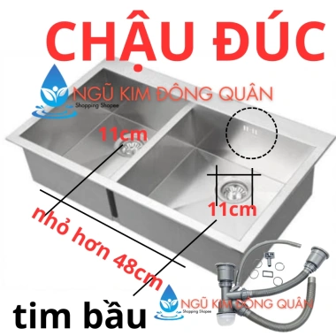 Bộ Xả Bồn Rửa Chén Đôi 110mm cho Chậu Đúc 1-2 Hố Inox 304 - Thu Rác, Giá 120.000₫ 4