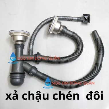 Bộ Xả Bồn Rửa Chén Đôi Xi Phông Phi 110 11cm Giá chỉ 92.020đ, phù hợp chậu dập 2