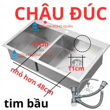 Bộ Xả Bồn Rửa Chén Đôi Xi Phông Phi 110 11cm Giá chỉ 92.020đ, phù hợp chậu dập 4