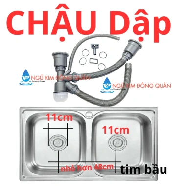 Bộ Xả Bồn Rửa Chén Đôi Xi Phông Phi 110 11cm Giá chỉ 92.020đ, phù hợp chậu dập 5
