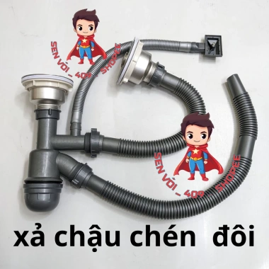 Bộ Xả Bồn Rửa Chén Đôi Xi Phông Phi 110 11cm Giá chỉ 92.020đ, phù hợp chậu dập 10