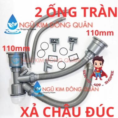Bộ Xả Bồn Rửa Chén Đôi Xi Phông Phi 110 11cm Giá chỉ 92.020đ, phù hợp chậu dập 14