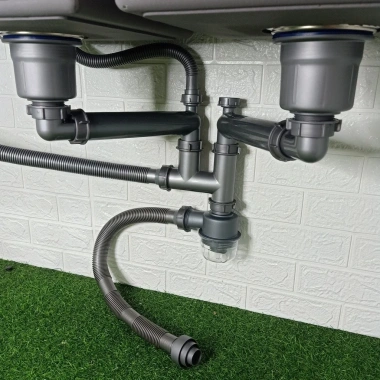 Bộ xả xiphong 3 hố cho chậu rửa chén - Nước thải nhanh, ngăn mùi, chống côn trùng - 600k 2