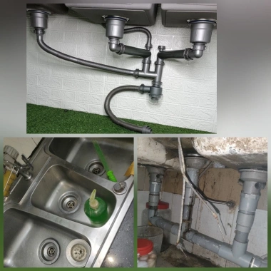 Bộ xả xiphong 3 hố cho chậu rửa chén - Nước thải nhanh, ngăn mùi, chống côn trùng - 600k 5