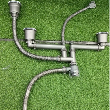 Bộ xả xiphong 3 hố cho chậu rửa chén - Nước thải nhanh, ngăn mùi, chống côn trùng - 600k 6