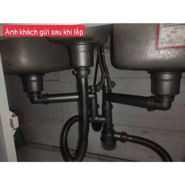Bộ xả xiphong 3 hố cho chậu rửa chén - Nước thải nhanh, ngăn mùi, chống côn trùng - 600k 8