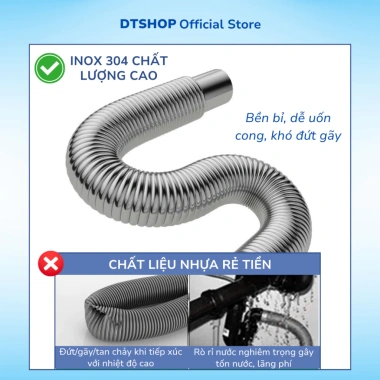 Bô xi phông inox 304 cho chậu rửa bát, chống chuột, thoát nước, bồn rửa chén 2 hộc đôi – 103.000 VND