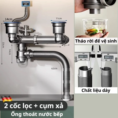 Bộ xi phông ống thoát nước NOP Waternymph cho bồn rửa chén bát đơn, đôi 110 – Ngăn mùi, chống côn trùng, chỉ 479.713₫ 10