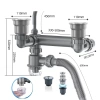 Bộ xi phông xả nước chậu rửa bát, ngăn mùi, chống tắc nghẽn, thoát nhanh 296.000₫