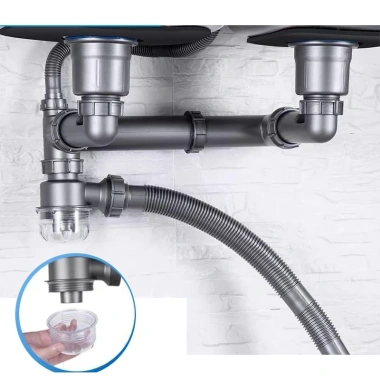 Bộ xi phông xả nước chậu rửa bát, ngăn mùi, chống tắc nghẽn, thoát nhanh 296.000₫