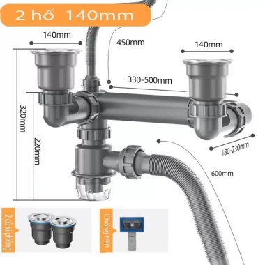 Bộ xiphong liền đúc chậu rửa bát - Ngăn mùi, chống tắc nghẽn, thoát nước nhanh, giá 331.000đ 3 Bộ xiphong liền đúc chậu rửa bát - Ngăn mùi, chống tắc nghẽn, thoát nước nhanh, giá 331.000đ 3