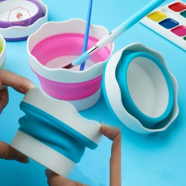 Bộ xô silicone Aacar gấp gọn đa năng: làm móng tay, giặt paing, bút rửa cốc, vẽ màu - Giá chỉ 31.790 VND 4