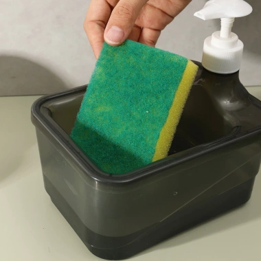 Bộ xốp đựng xà phòng vuông 2 trong 1 - Dụng cụ làm sạch bếp, hộp chất lỏng, giảm 20%