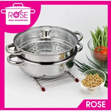Bộ xửng hấp inox 28cm - Nồi hấp đa năng 2 tầng cao cấp, nắp kính, hấp xôi bánh bao