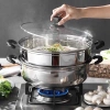 Bộ xửng hấp inox 28cm - Nồi hấp đa năng 2 tầng cao cấp, nắp kính, hấp xôi bánh bao 7