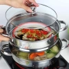 Bộ xửng hấp inox 28cm - Nồi hấp đa năng 2 tầng cao cấp, nắp kính, hấp xôi bánh bao 8