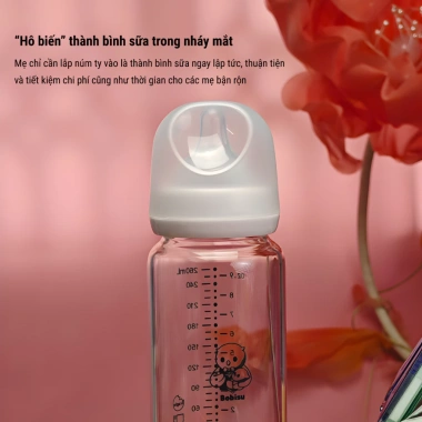BOBISU Bình Trữ Sữa Thủy Tinh 260ml - Chịu Nhiệt Cao, An Toàn, Không BPA, Giá 86k