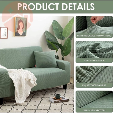 Bọc ghế sofa vải nhung có vân 1-4 chỗ, sofa đơn và chữ L, dày dặn, co giãn, mềm mại - Giá chỉ 39.000₫