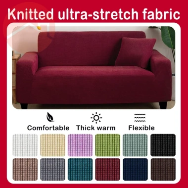 Bọc ghế sofa vải nhung có vân 1-4 chỗ, sofa đơn và chữ L, dày dặn, co giãn, mềm mại - Giá chỉ 39.000₫
