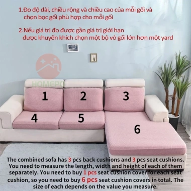 Bọc ghế sofa vải nhung gân màu trơn dày dặn, co giãn 1-4 chỗ ngồi - 68.800 VND
