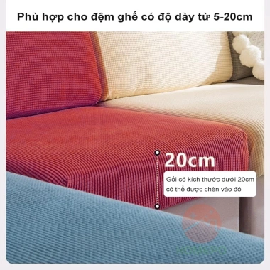 Bọc ghế sofa vải nhung gân màu trơn dày dặn, co giãn 1-4 chỗ ngồi - 68.800 VND