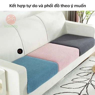 Bọc ghế sofa vải nhung gân màu trơn dày dặn, co giãn 1-4 chỗ ngồi - 68.800 VND