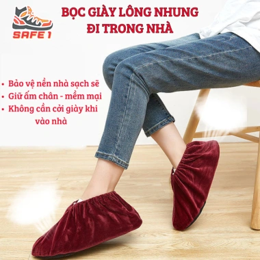 Bọc giày lông nhung giữ ấm, chống bẩn nền nhà, không trơn trượt, giặt ủi dễ dàng – 28.500đ