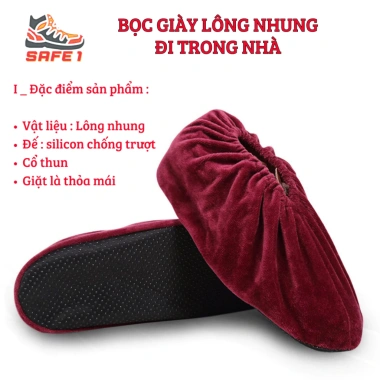 Bọc giày lông nhung giữ ấm, chống bẩn nền nhà, không trơn trượt, giặt ủi dễ dàng – 28.500đ