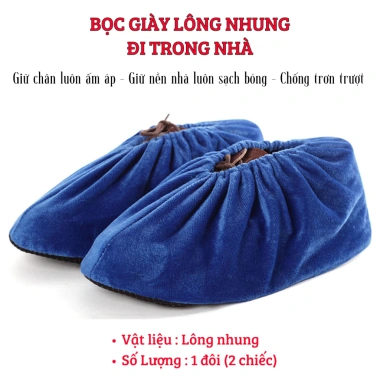 Bọc giày lông nhung giữ ấm, chống bẩn nền nhà, không trơn trượt, giặt ủi dễ dàng – 28.500đ