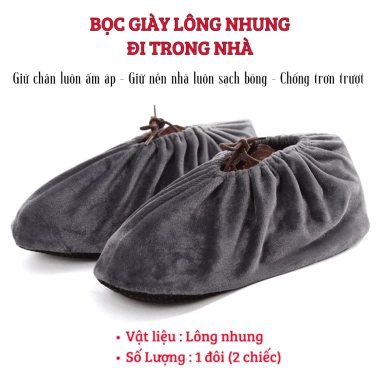 Bọc giày lông nhung giữ ấm, chống bẩn nền nhà, không trơn trượt, giặt ủi dễ dàng – 28.500đ