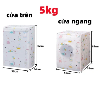 Bọc máy giặt cửa trên & ngang 5-12kg - Áo trùm PEVA chống thấm nước, chống bụi 10