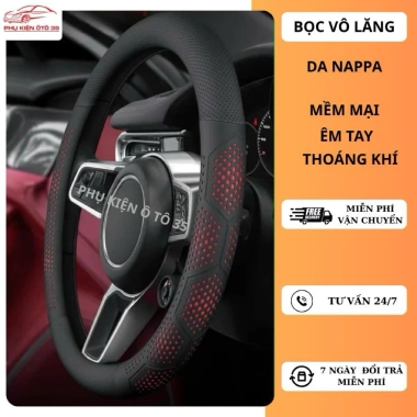 Bọc vô lăng ô tô 3D Da Nappa 38cm - Siêu mỏng, lỗ thoát khí, chống trơn trượt Bọc vô lăng ô tô 3D Da Nappa 38cm - Siêu mỏng, lỗ thoát khí, chống trơn trượt