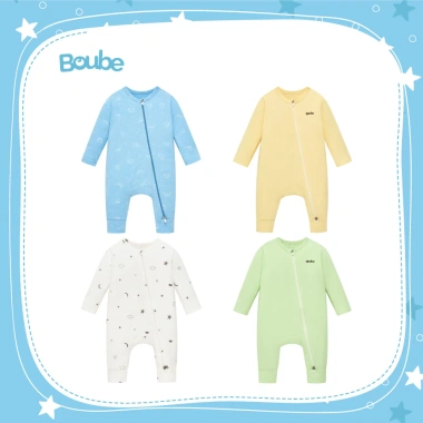 Body dài khóa kéo đa màu họa tiết cho bé sơ sinh, bé trai, bé gái - Vải cotton Boube giá ưu đãi 210.000đ 2