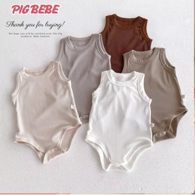 Body Sát Nách Pig BeBe - Áo Liền Quần Không Tay Cotton 100% Mềm Mịn, Thấm Hút Mồ Hôi, 89.000đ Body Sát Nách Pig BeBe - Áo Liền Quần Không Tay Cotton 100% Mềm Mịn, Thấm Hút Mồ Hôi, 89.000đ