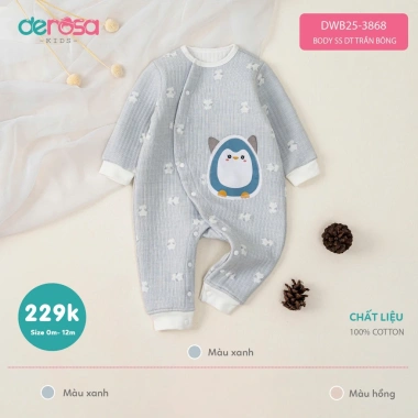 Body sơ sinh dài tay trần bông Derosa Kids 0-12 tháng - Giá chỉ 229.000đ 5
