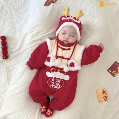 Body Tết 2.026 Nỉ Bông Ấm Áp LOTUKA Bộ Liền Thân Size 3-12kg Cho Bé Trai & Bé Gái 4