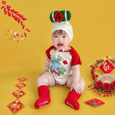 Bodysuit Bánh Chưng & Bánh Tét mùa hè - Cotton co giãn, cho bé 0-2 tuổi, giảm giá 69.300₫ 3