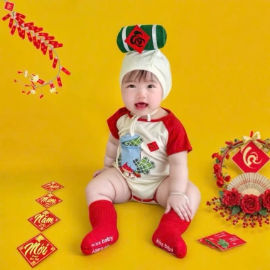 Bodysuit Bánh Chưng & Bánh Tét mùa hè - Cotton co giãn, cho bé 0-2 tuổi, giảm giá 69.300₫ 4