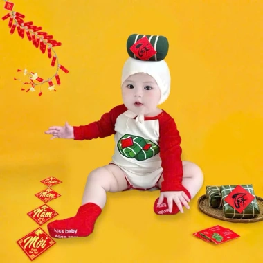 Bodysuit Bánh Chưng & Bánh Tét mùa hè - Cotton co giãn, cho bé 0-2 tuổi, giảm giá 69.300₫ 5