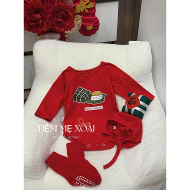 Bodysuit bánh chưng bánh Tét Tết cho bé 4-14kg kèm mũ - Giá ưu đãi 165k 3