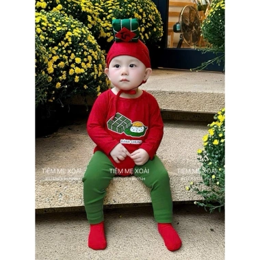 Bodysuit bánh chưng bánh Tét Tết cho bé 4-14kg kèm mũ - Giá ưu đãi 165k 8