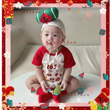 Bodysuit bánh chưng, bánh tét Tết cotton thoáng mát cho bé trai, bé gái - 69.000₫