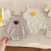 Bodysuit Bé Gái 2 Dây Mùa Hè Hình Hoa Gấu Cotton 100% 0-12m Giá 119k 2